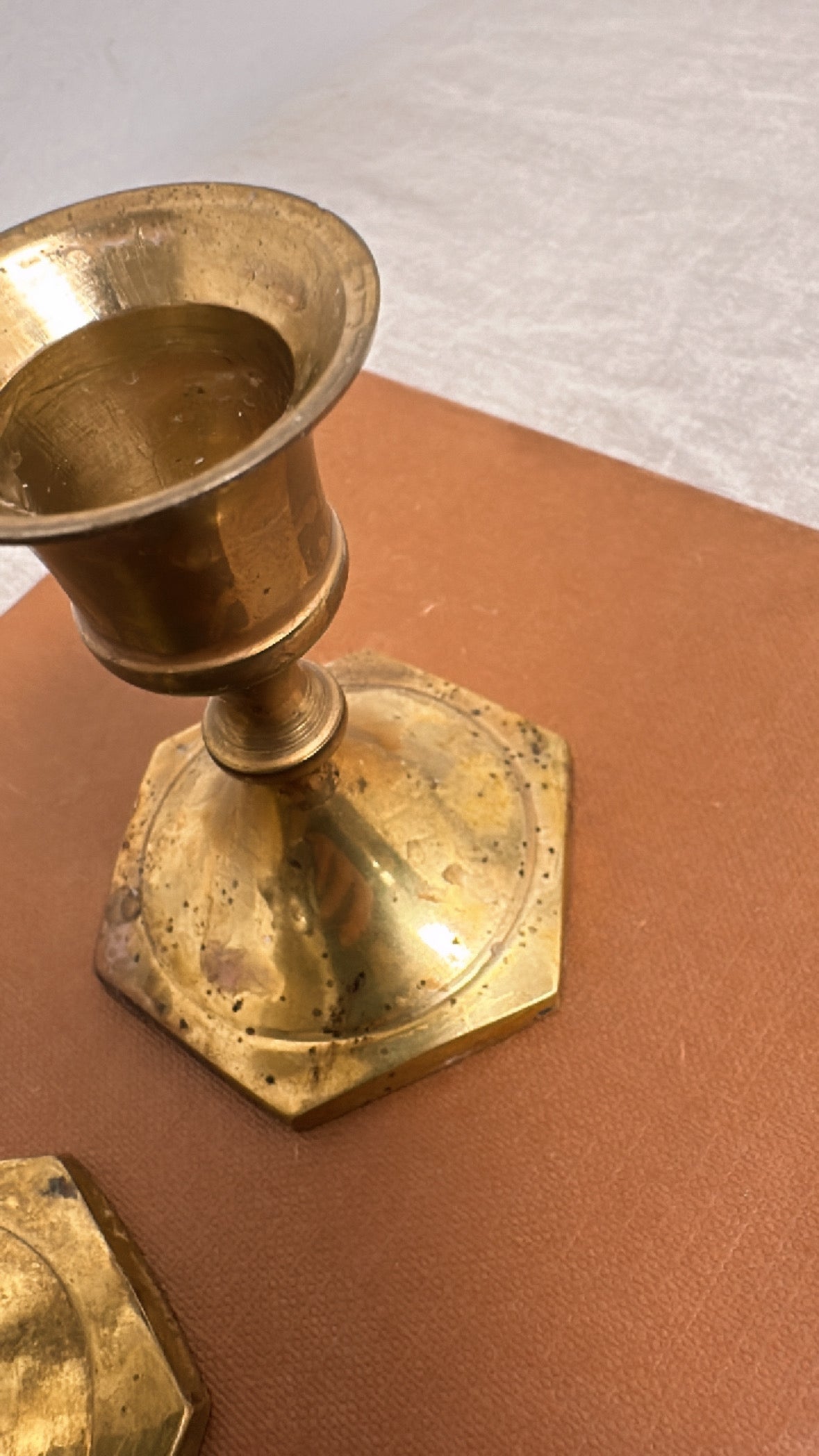 Short Brass Candle Holders