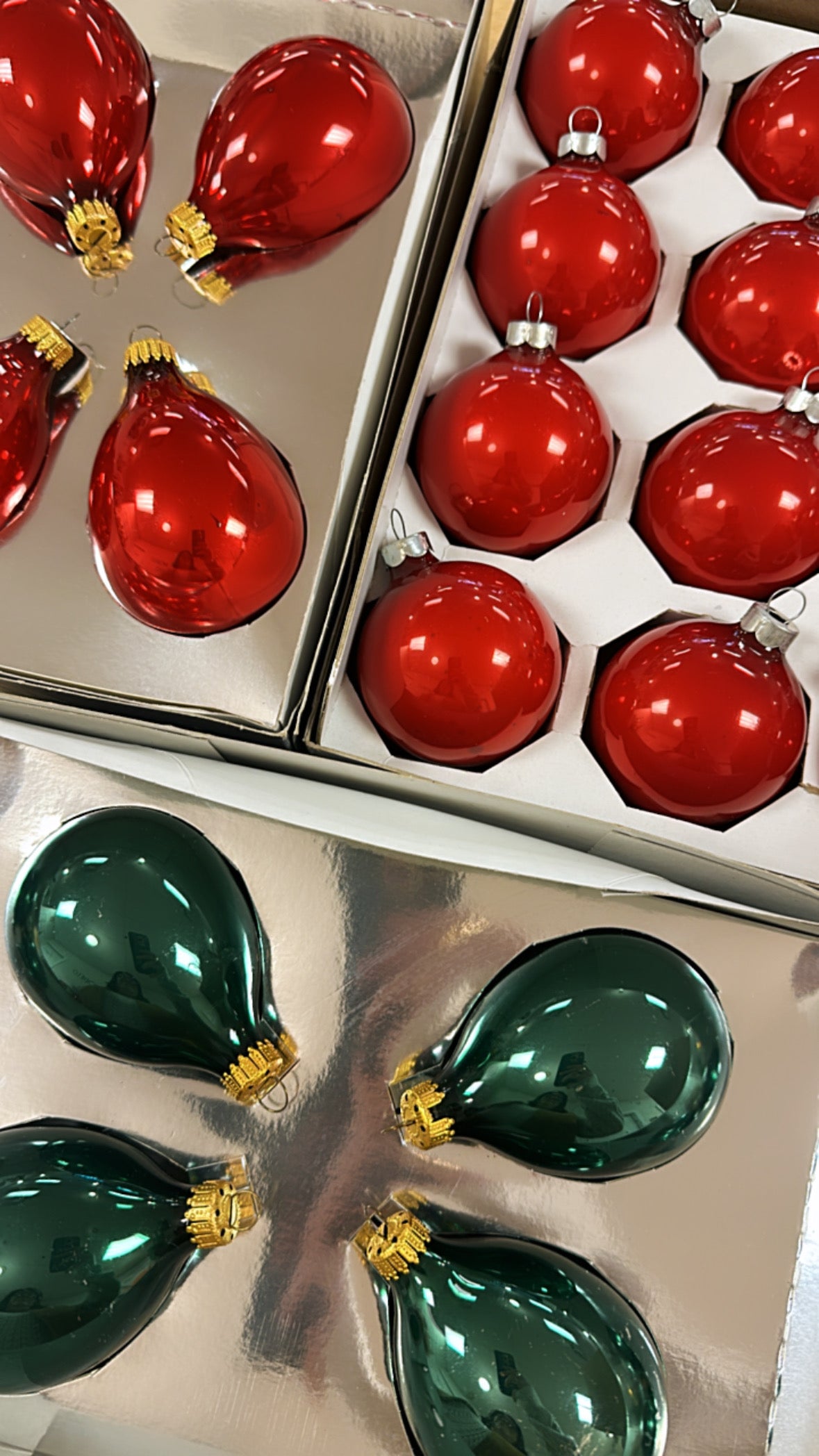 Vintage Green Glass Ornaments