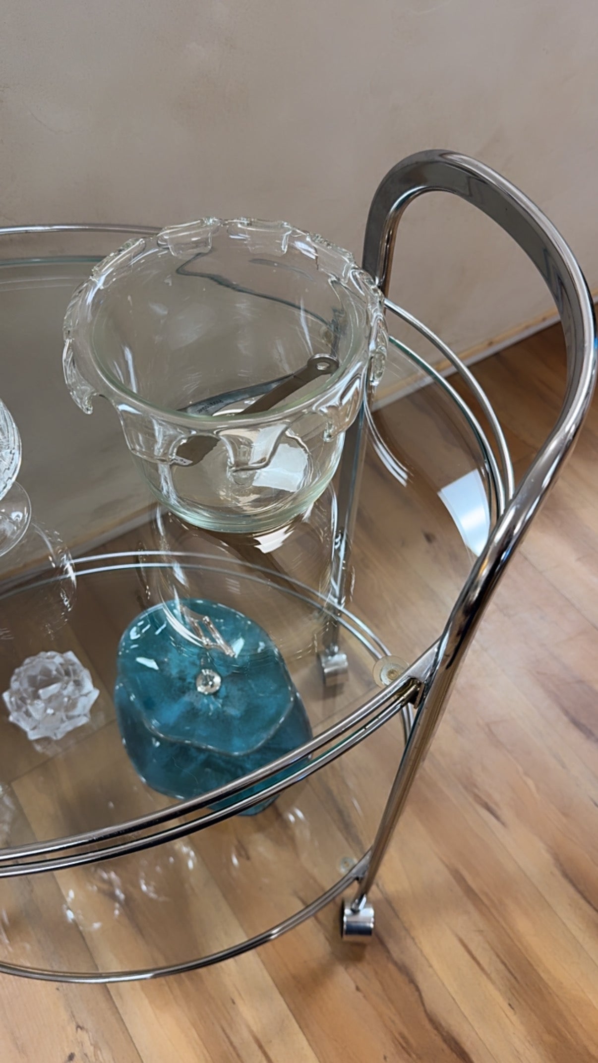 Vintage Oval Chrome Bar Cart