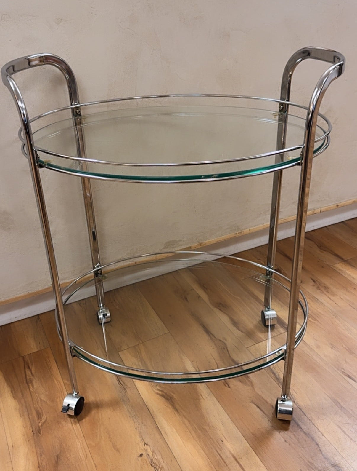 Vintage Oval Chrome Bar Cart