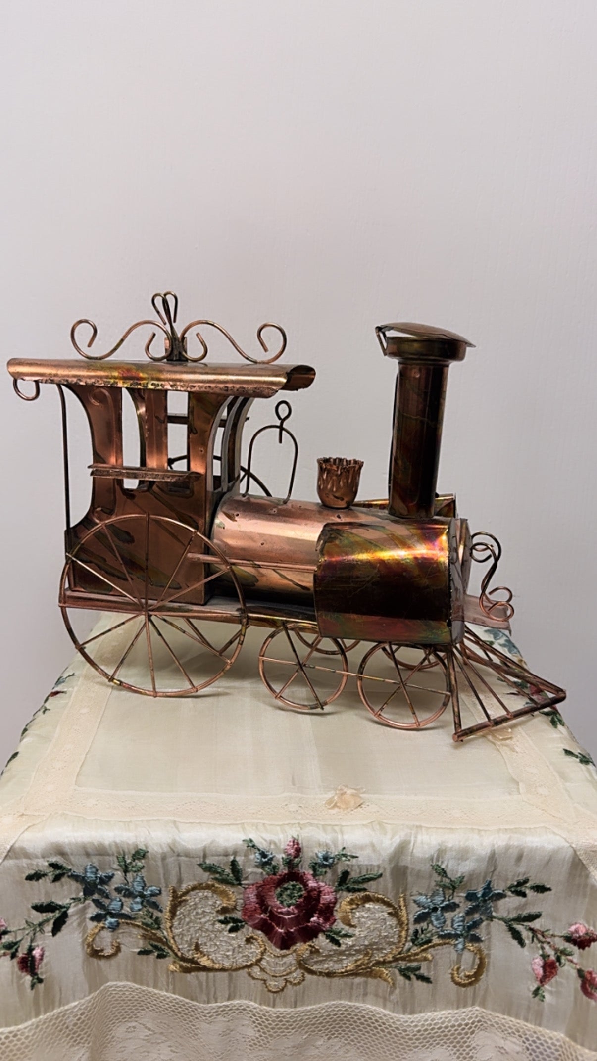 Tin & Copper Railroad Train Décor with Candle Holder