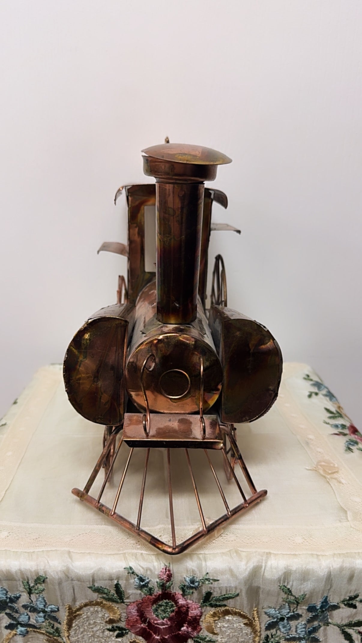 Tin & Copper Railroad Train Décor with Candle Holder