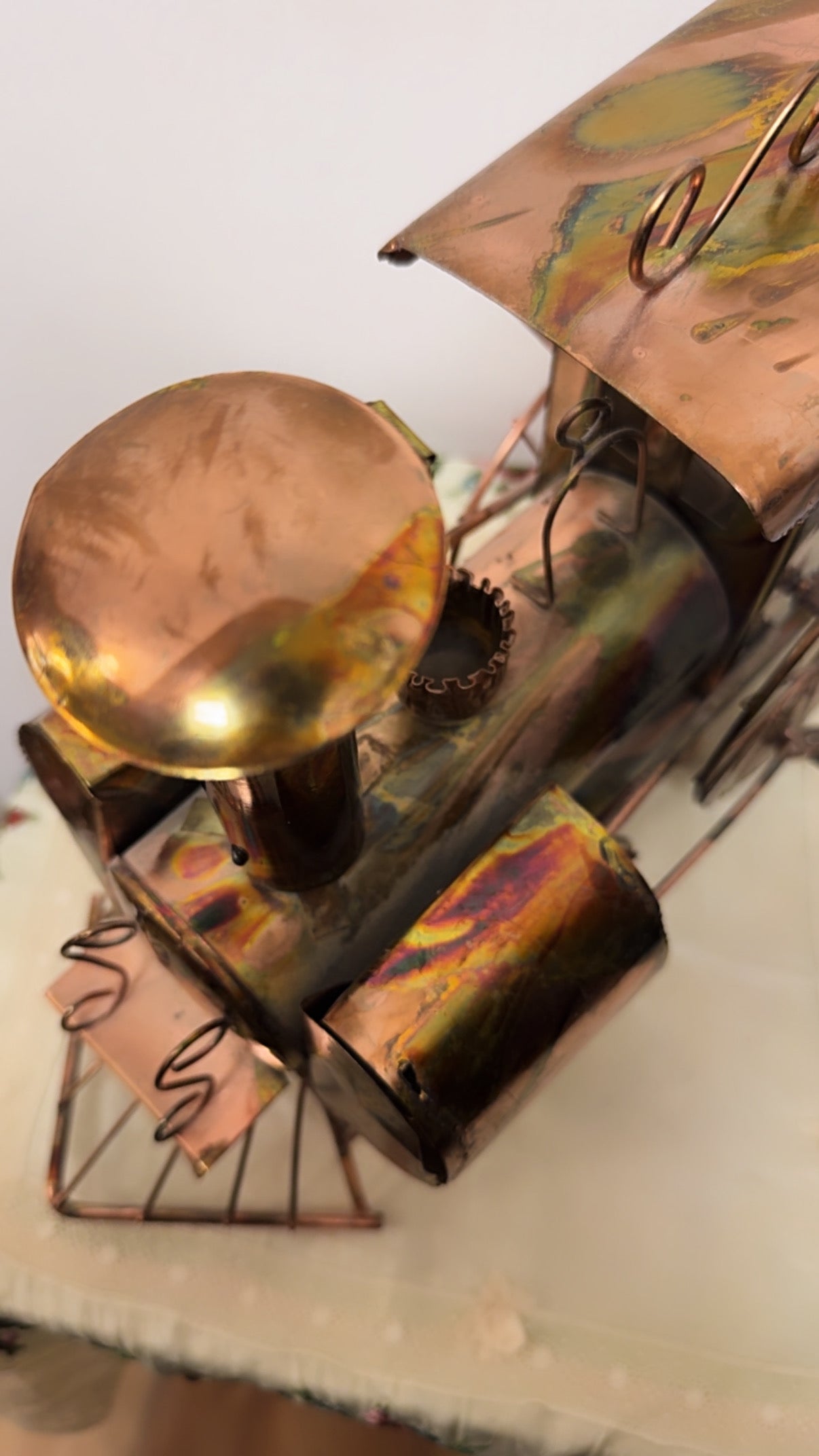 Tin & Copper Railroad Train Décor with Candle Holder