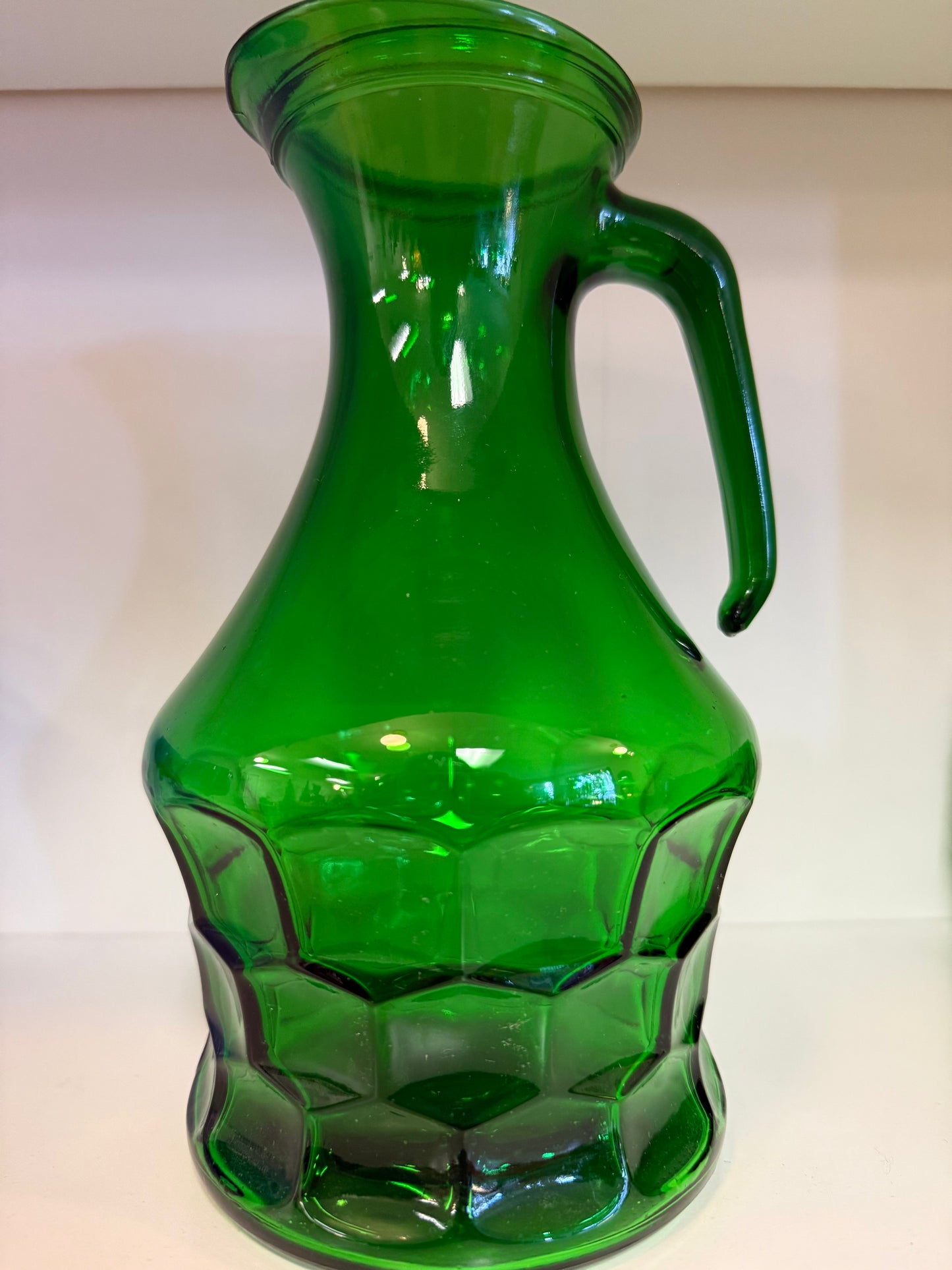 Vintage 1960s–70s Italian Emerald Green Carafe & Tumblers Set